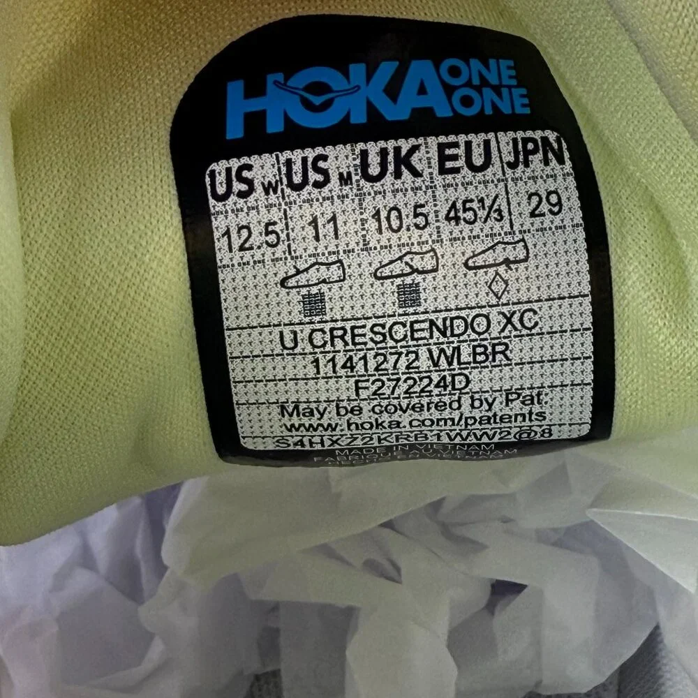 M 11, W 12.5 - HOKA Crescendo XC Cross Country Shoes - White/Blueberry